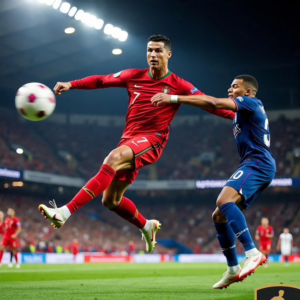 Cristiano Ronaldo And Kylian Mbapp Facing Off 1024x1024
