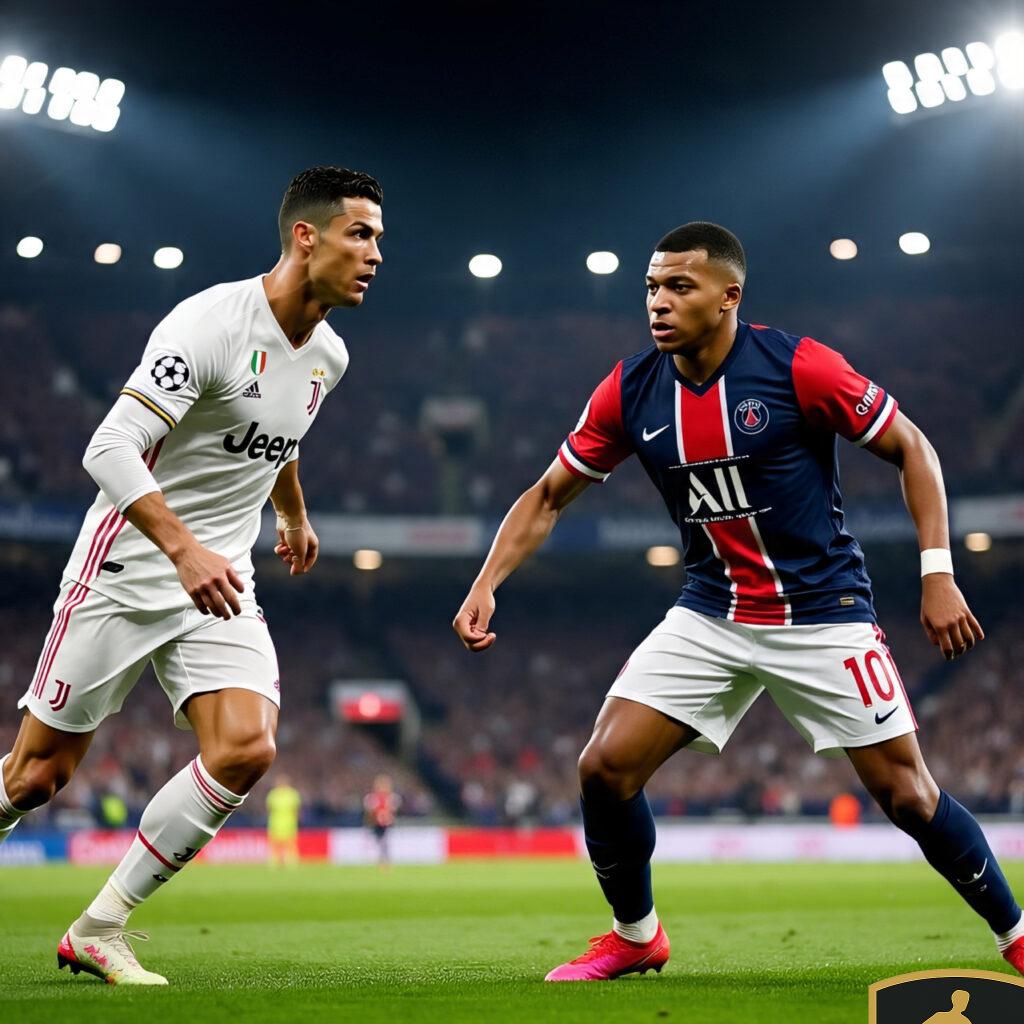 Cristiano Ronaldo And Kylian Mbapp Facing Off 2 1024x1024