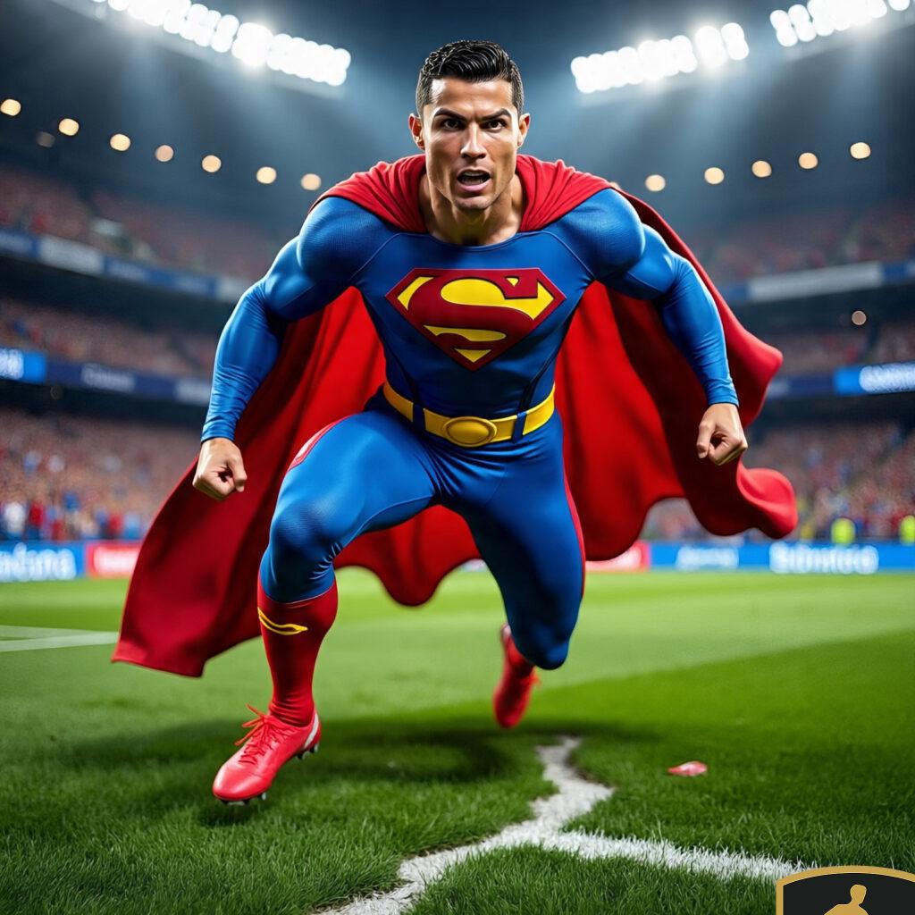 Cristiano Ronaldo As Superman Landing Dramatically On 1 1024x1024
