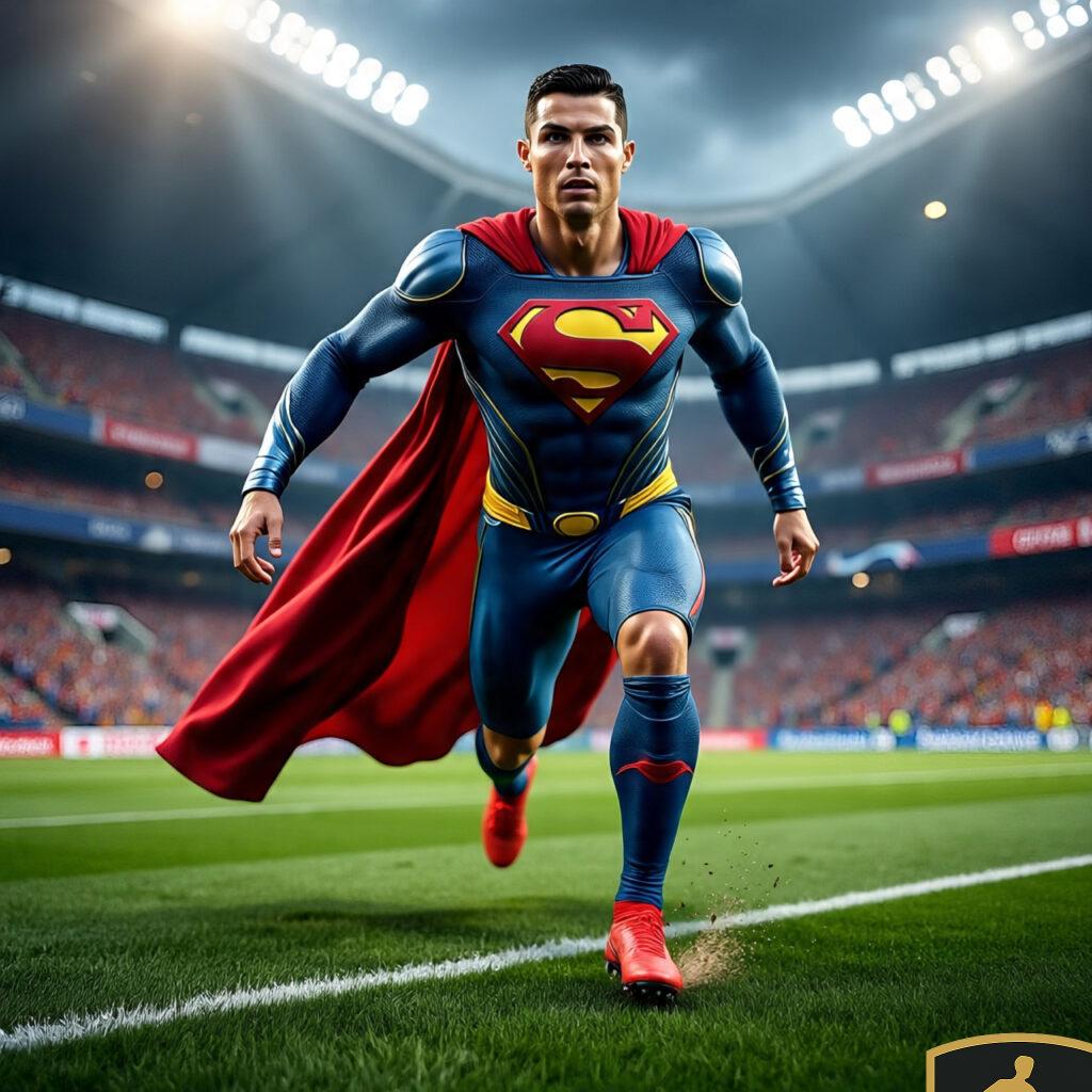 Cristiano Ronaldo As Superman Landing Dramatically On 1024x1024