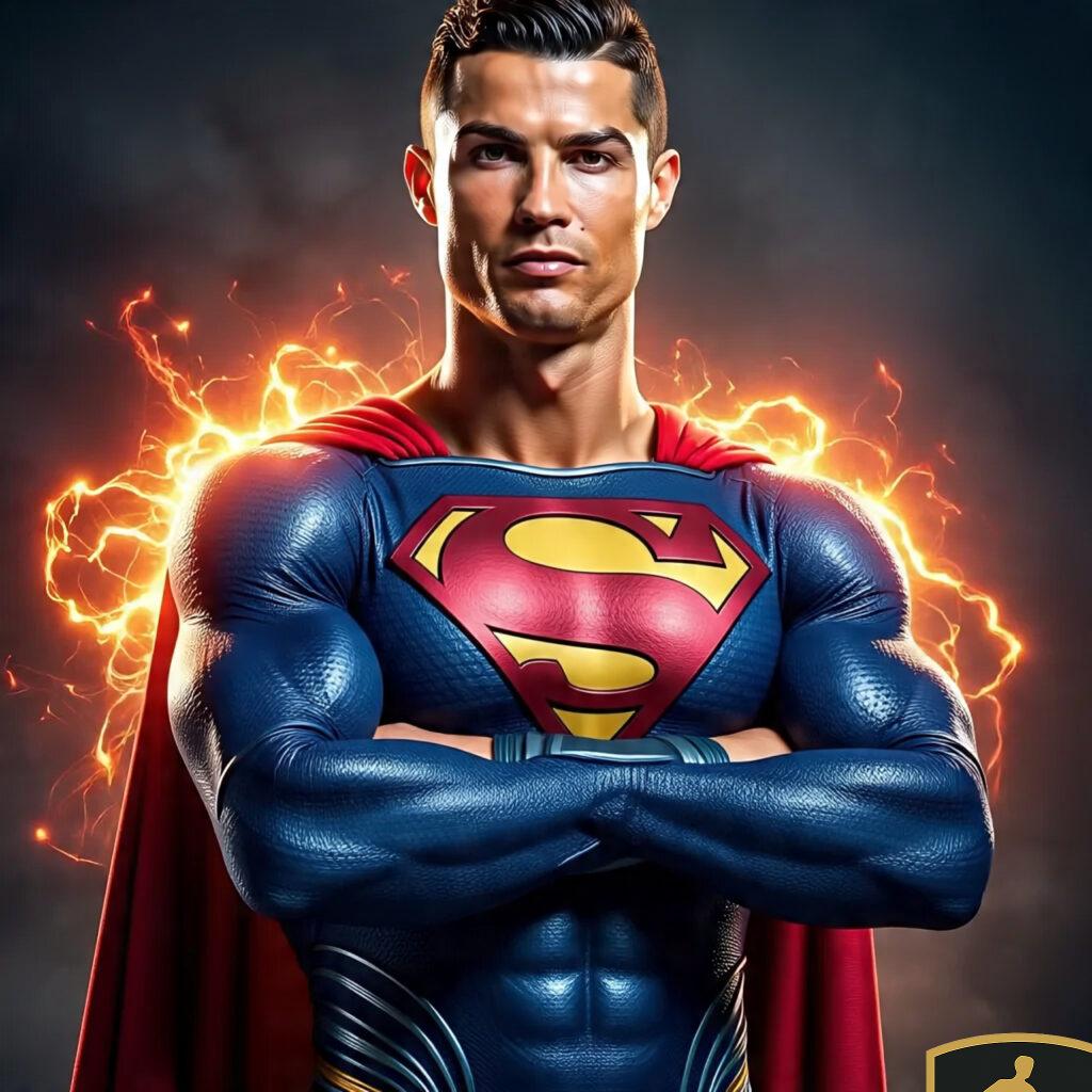 Cristiano Ronaldo In The Superman Suit Arms 1 1024x1024