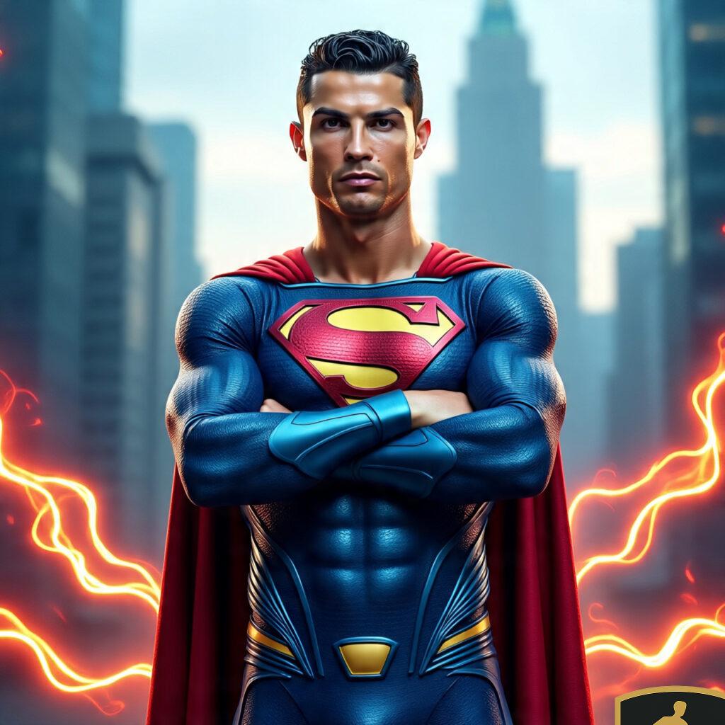 Cristiano Ronaldo In The Superman Suit Arms 1024x1024