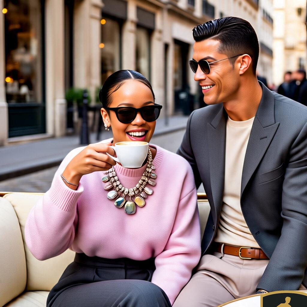 Rihanna Laughing Mid Sip Of Coffee Cristiano Ronaldo 1024x1024