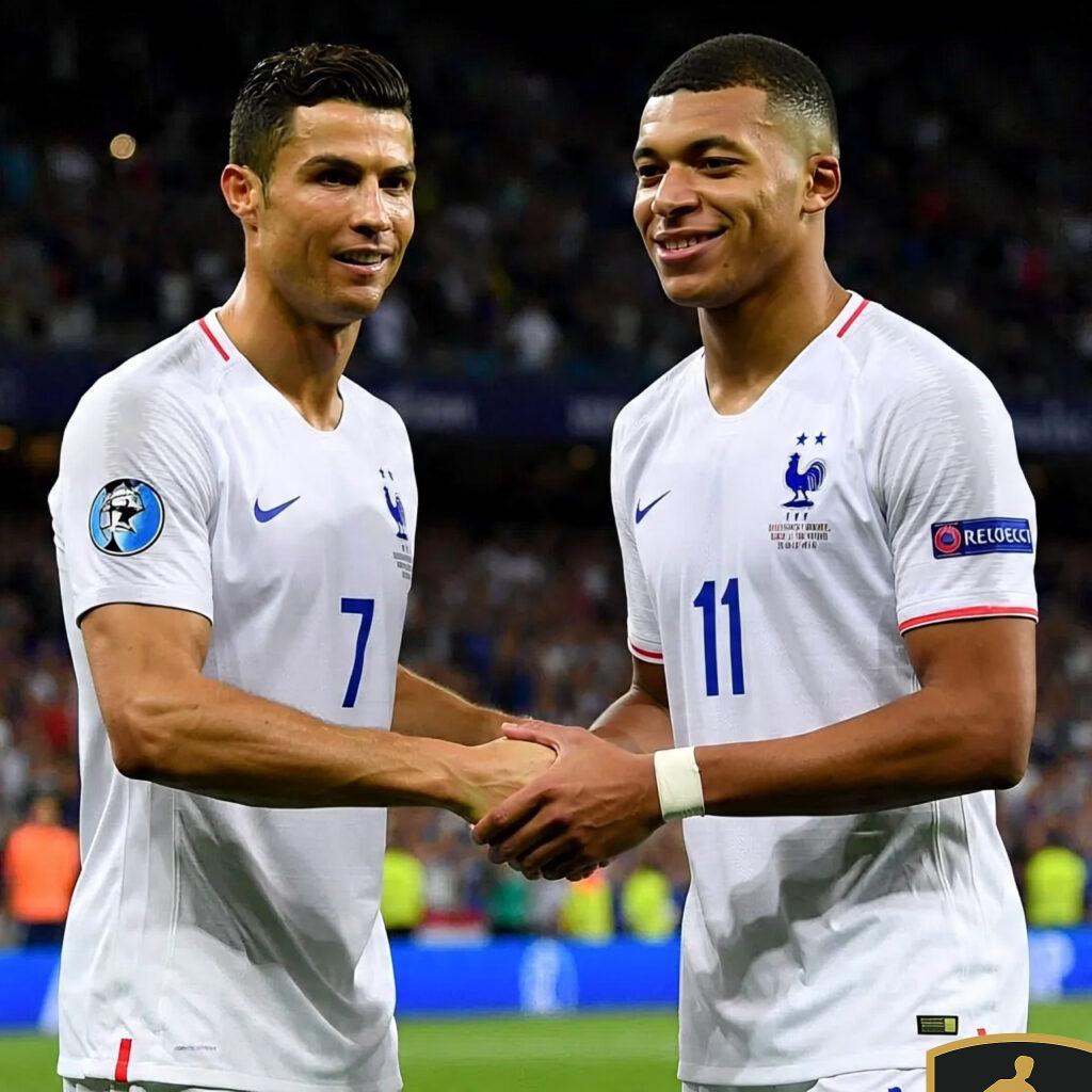 Ronaldo And Mbapp Shaking Hands Before A 1024x1024