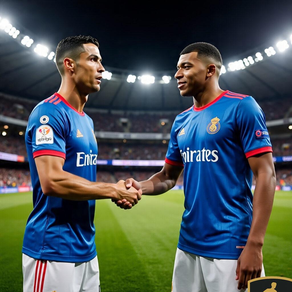 Ronaldo And Mbapp Shaking Hands Before A 3 1024x1024