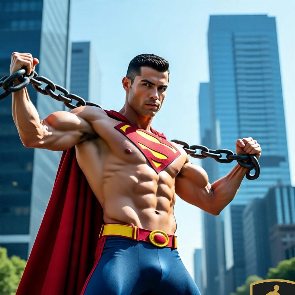 Superman Ronaldo Flexing His Muscles Breaking Thick 1 1024x1024