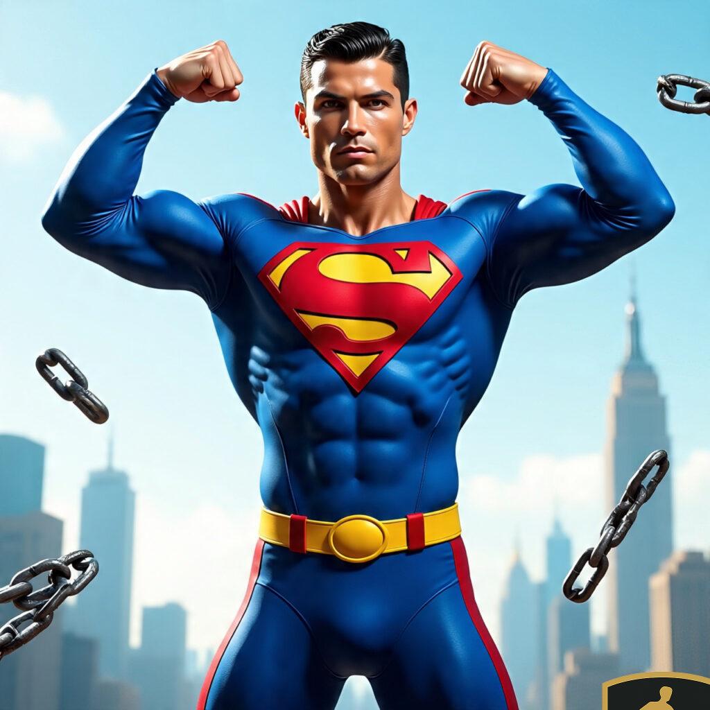 Superman Ronaldo Flexing His Muscles Breaking Thick 1024x1024