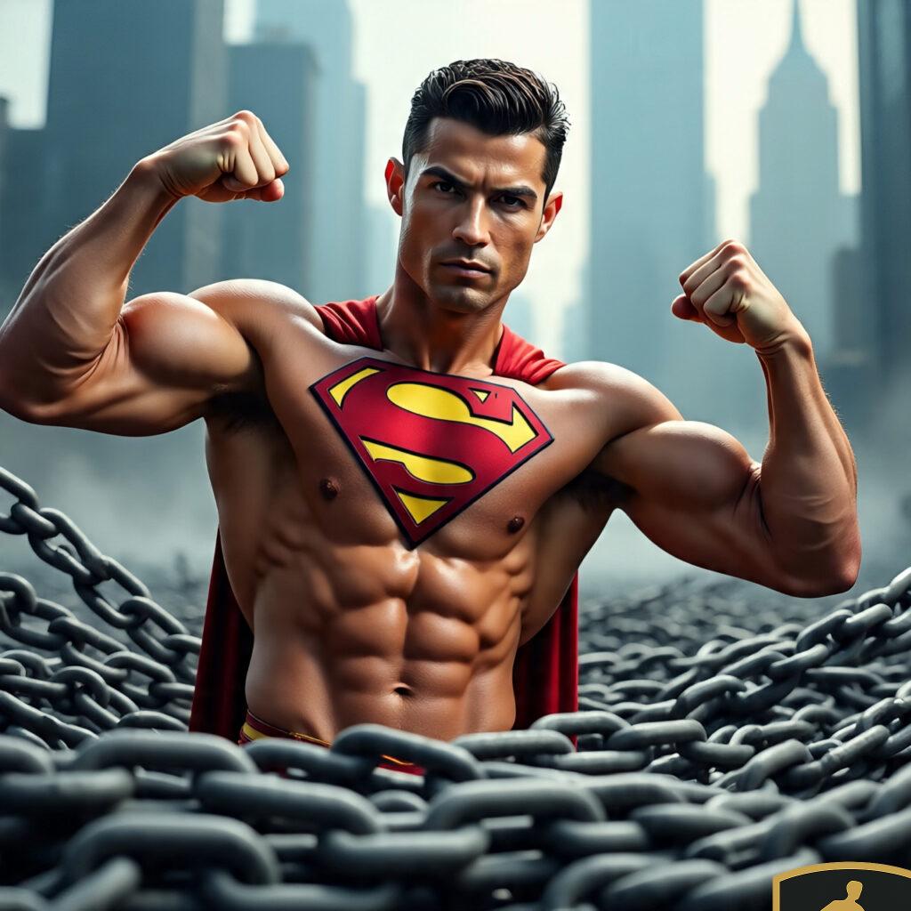 Superman Ronaldo Flexing His Muscles Breaking Thick 2 1024x1024